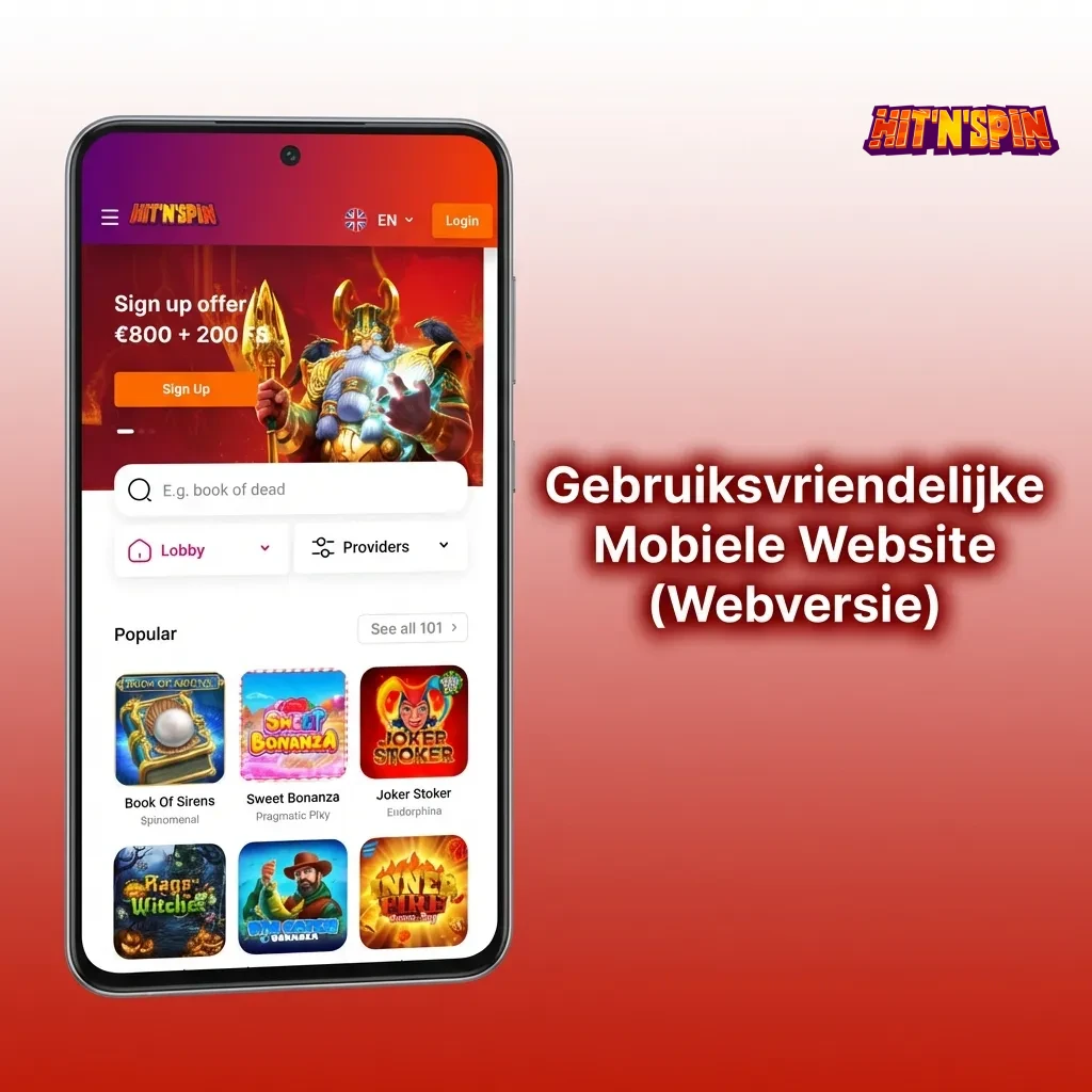 Smartphone displaying responsive mobile casino website with game selection and navigation menu on screen