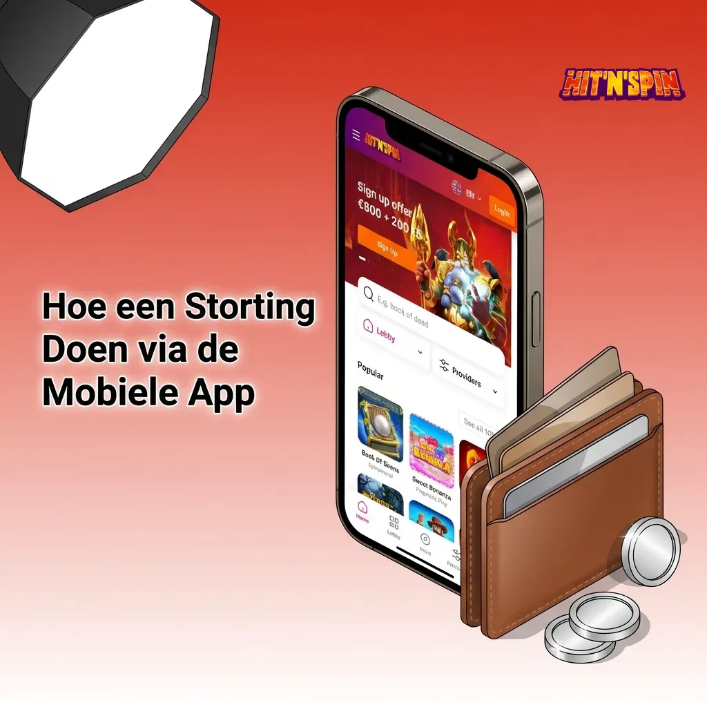 Person using mobile phone to make deposit on HitNSpin casino app with payment options displayed on screen