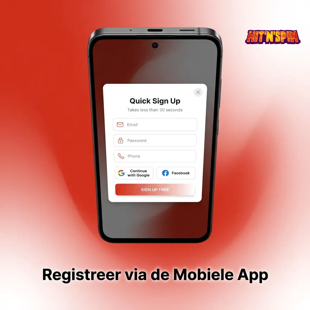 Mobiele app registratie proces op smartphone met stappen voor account aanmaken en verificatie