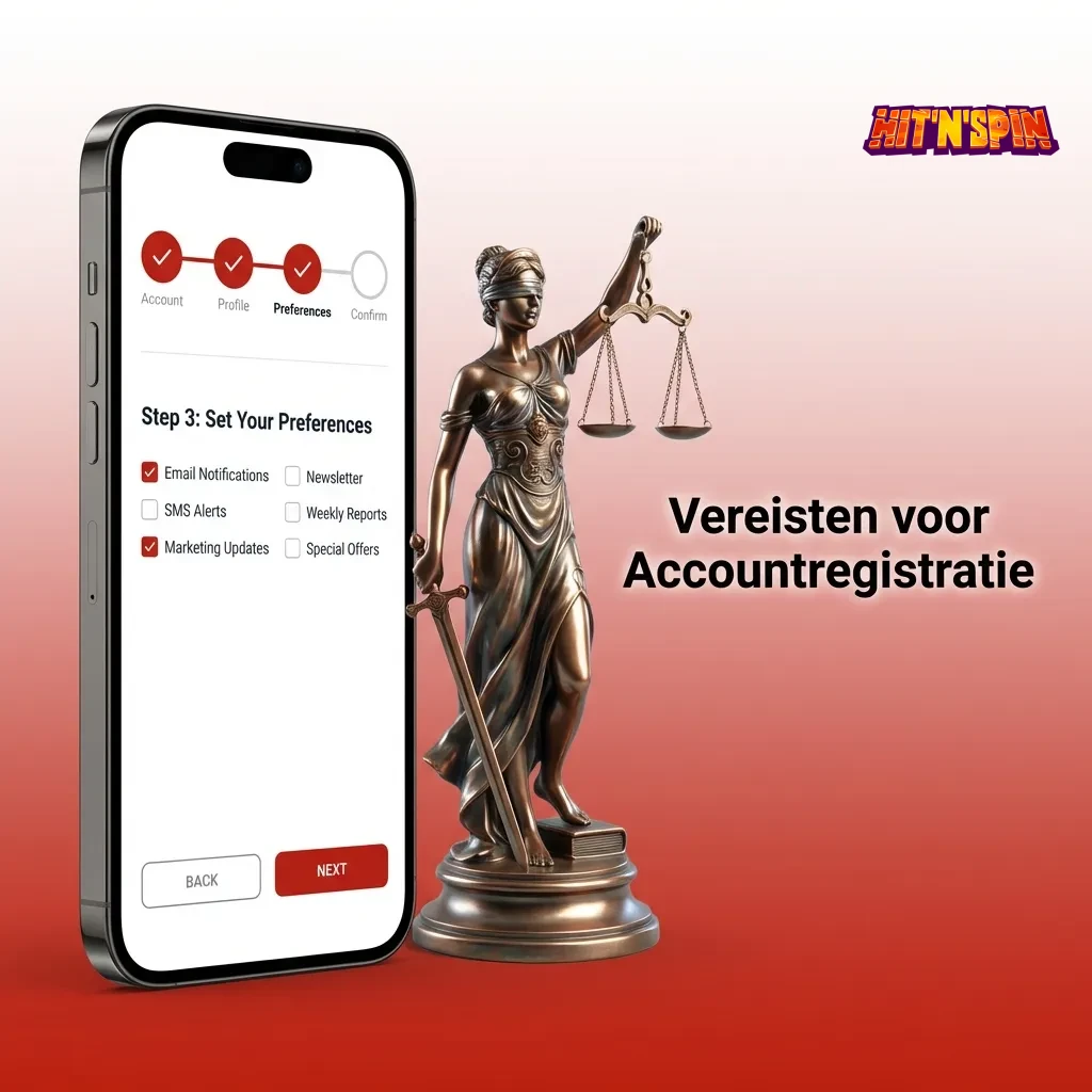 Account registration requirements form showing age verification, residency, and personal information fields for Belgian users