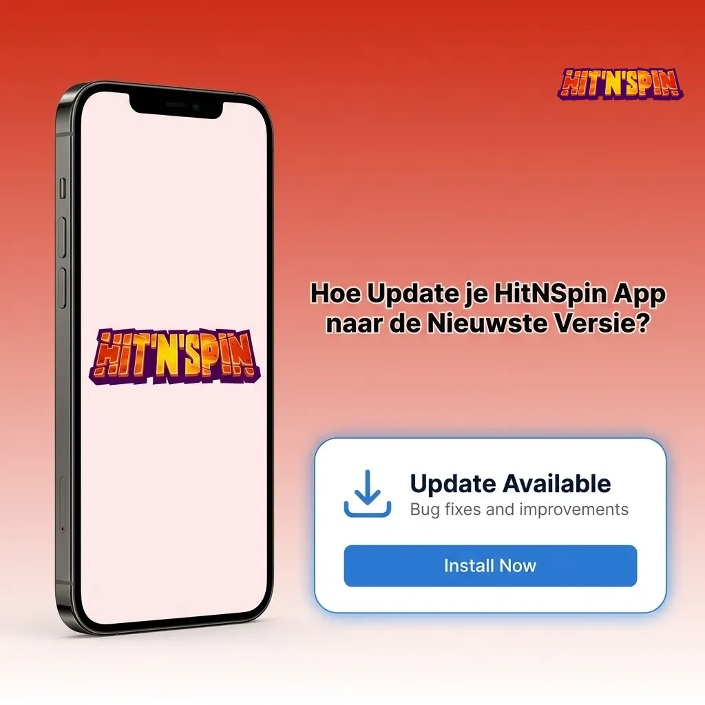 HitNSpin app update notification on smartphone screen showing download and installation process for Android and iOS users