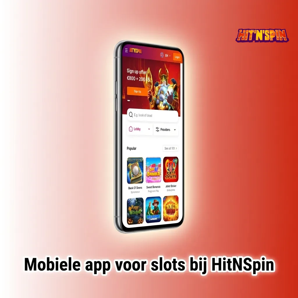 HitNSpin mobile app interface showing slot games on smartphone with touch controls and fullscreen gameplay