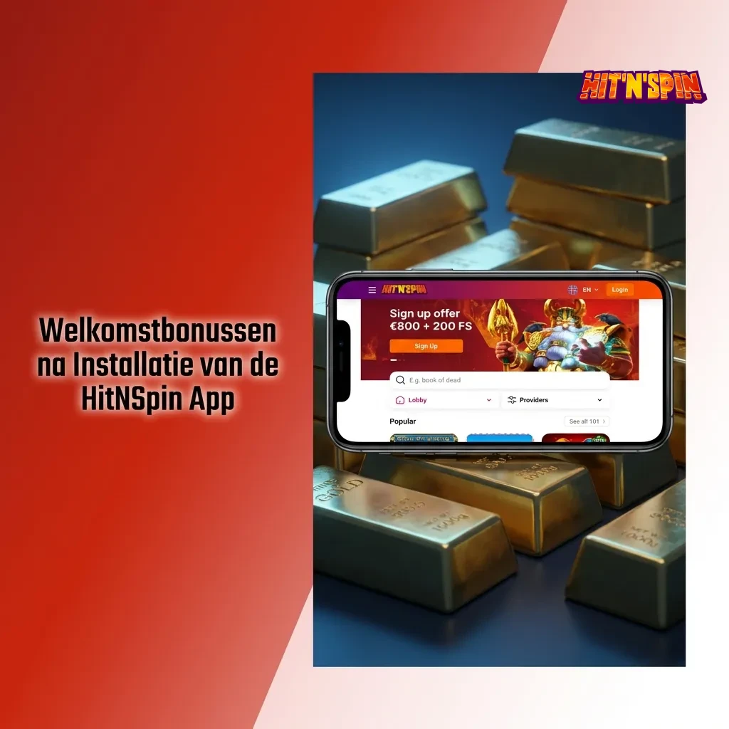 HitNSpin app welkomstbonus: €800 + 200 gratis spins verdeeld over eerste drie stortingen en sportweddenschappen